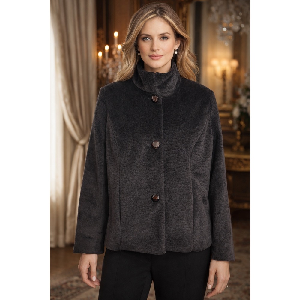 Laura Ashley Petite Small Black Textured Jacket Thick Country Club HYGGE Career